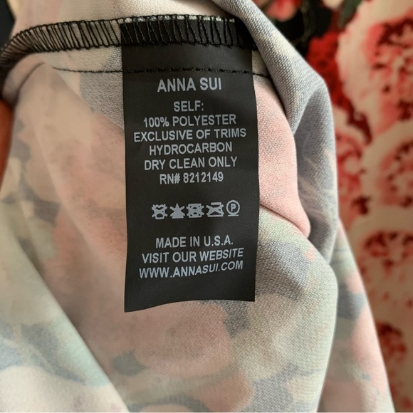 Anna Sui Floral Crepe button down mini dress black multi - Picture 10 of 13